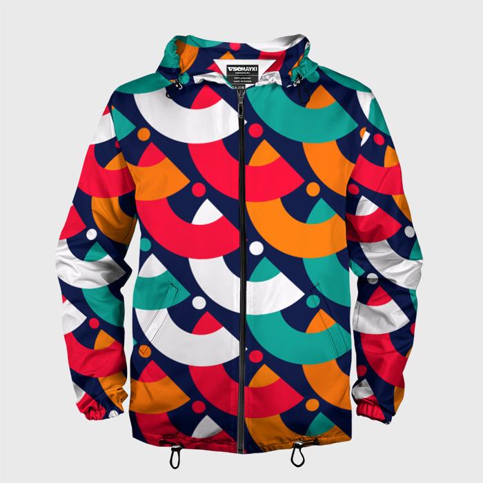 Мужская ветровка 3D Множество абстрактных кругов и пластин фото