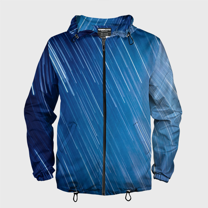 Мужская ветровка 3D Белые полосы на синем фоне фото