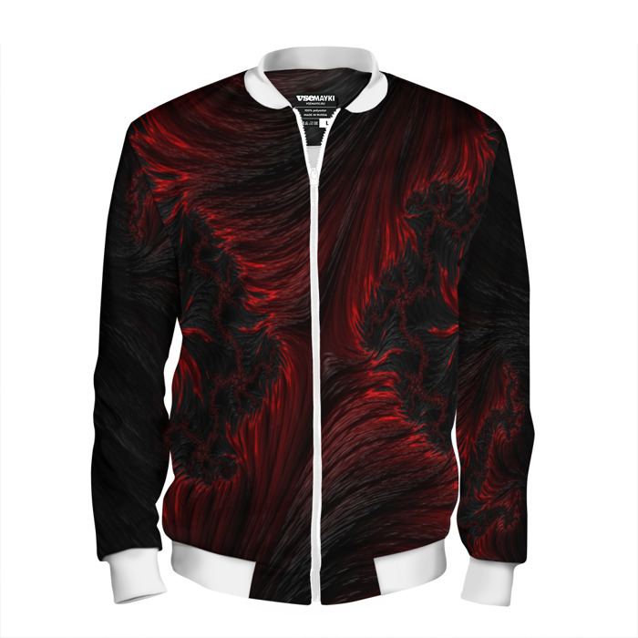 Мужской бомбер 3D Красно   черные текстуры фото