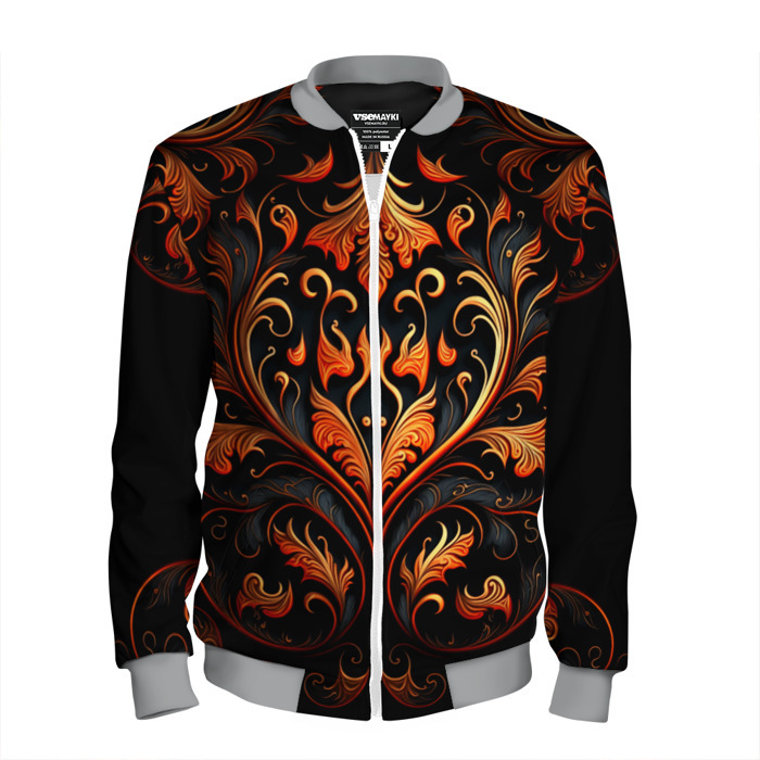 Мужской бомбер 3D Огненные узоры фото