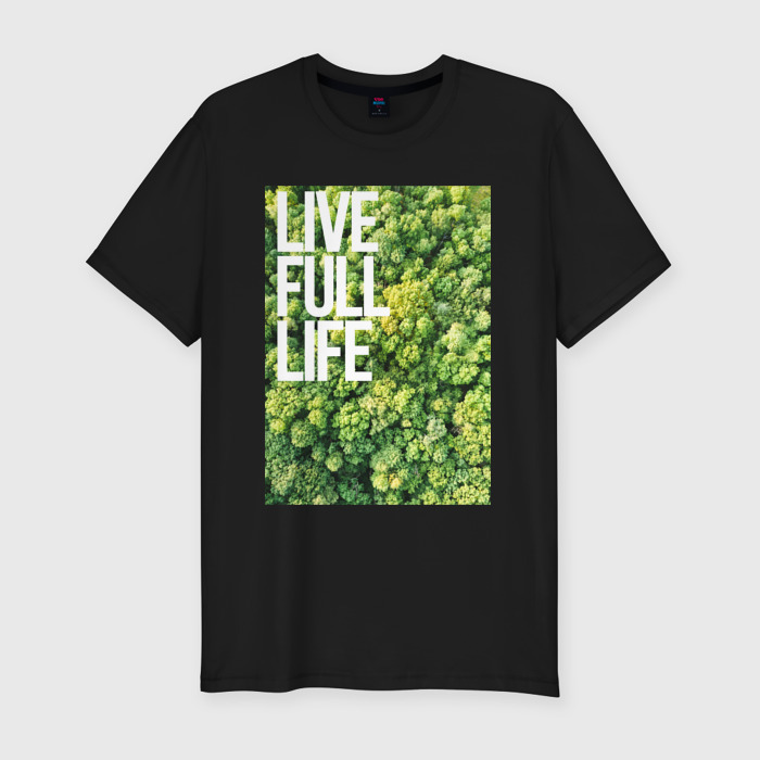 Мужская футболка хлопок Slim Живи полной жизнью фото