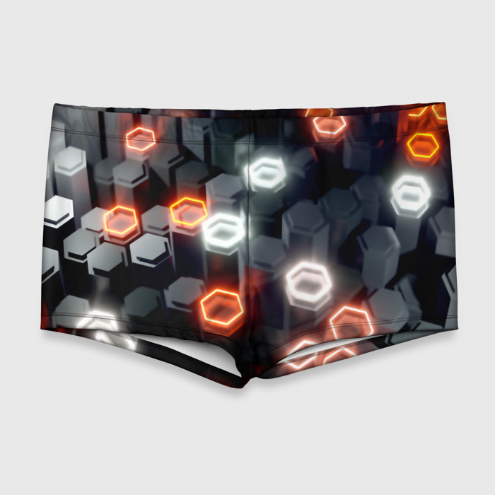 Мужские купальные плавки 3D Плитки со свечением броня фото