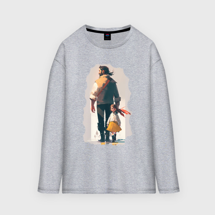 Мужской лонгслив oversize хлопок Дочка и отец вместе фото