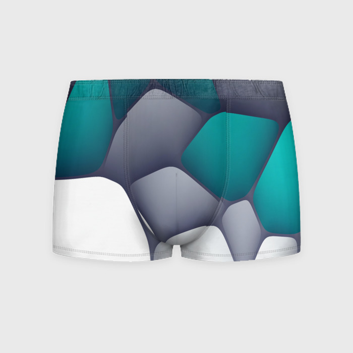 Мужские трусы 3D Серо бело синий каменный паттерн фото