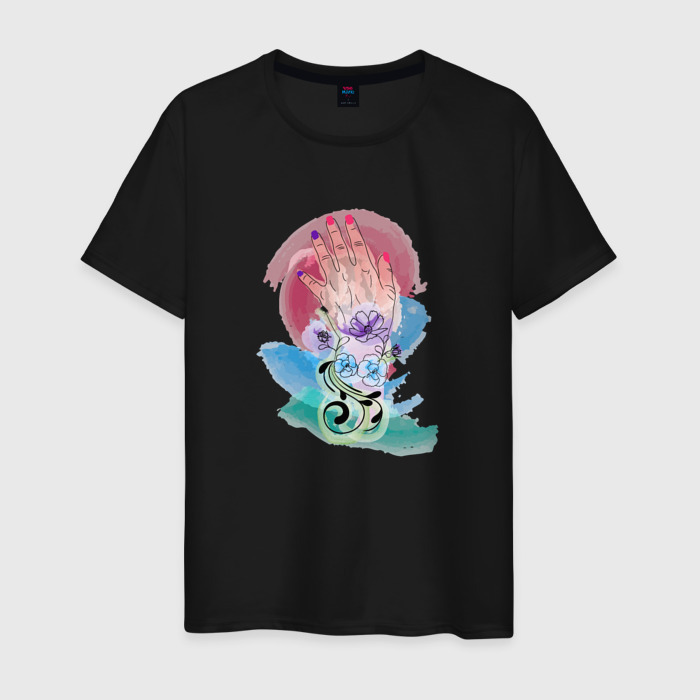 Мужская футболка хлопок Цветы и женская рука фото