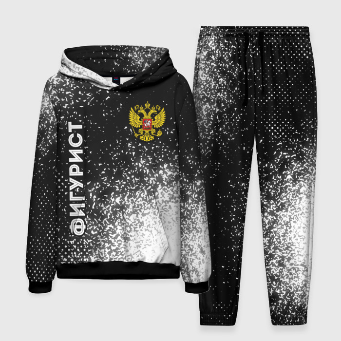 Мужской костюм с толстовкой 3D Фигурист из России и герб РФ: надпись, символ фото