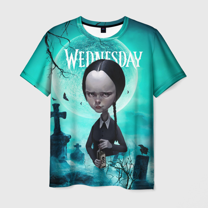 Мужская футболка 3D Уэнсдэй кладбище  арт фото