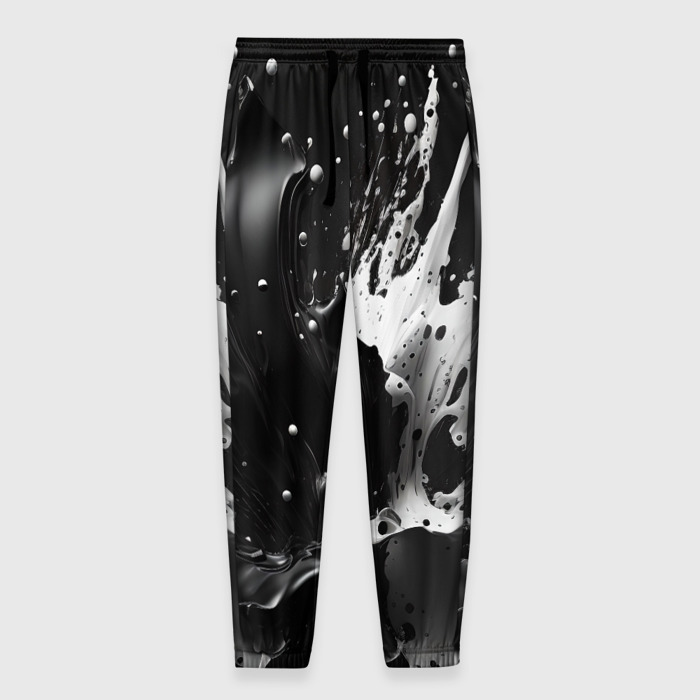 Мужские брюки 3D Брызги красок   белая и черная фото