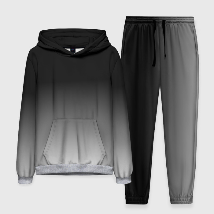 Мужской костюм с толстовкой 3D От черного к белому фото