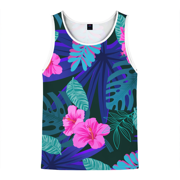 Мужская майка 3D Флюоресцентные джунгли с листьями монстеры фото