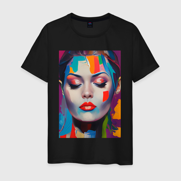 Мужская футболка хлопок Девушка с закрытыми глазами фото