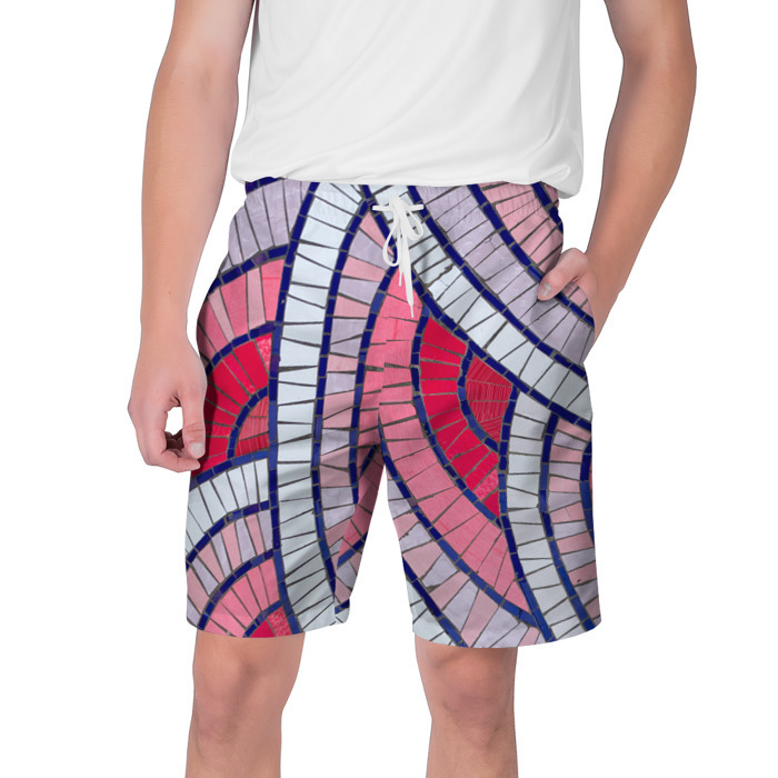 Мужские шорты 3D Абстрактная белая фиолетовая красная текстура фото