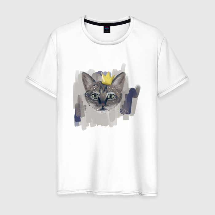 Мужская футболка хлопок кот с короной фото
