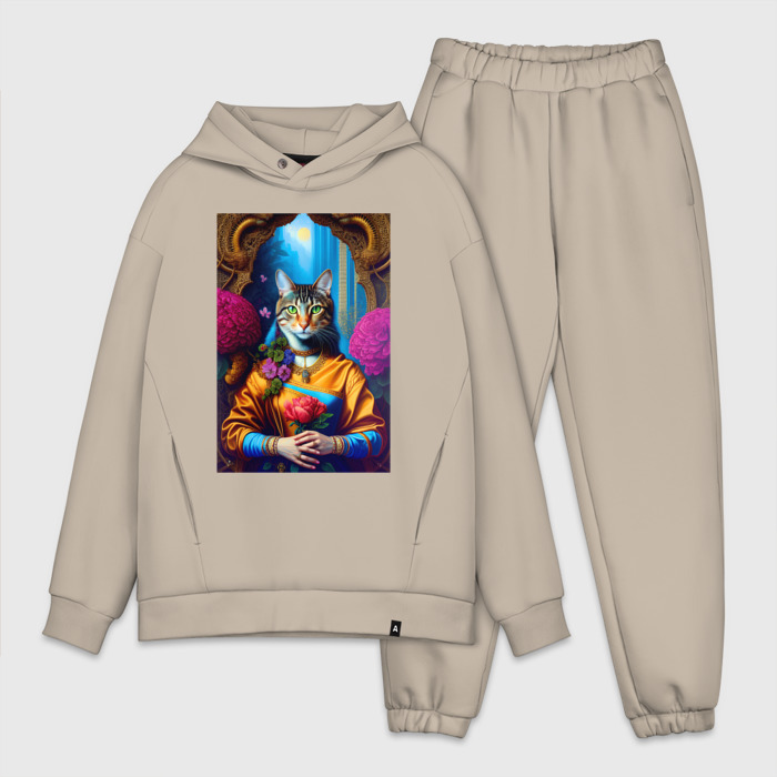 Мужской костюм oversize хлопок Портрет прекрасной незнакомки   нейросеть фото