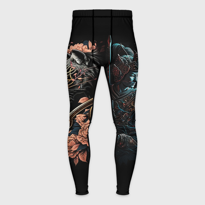 Мужские тайтсы 3D Самурай и тигр фото