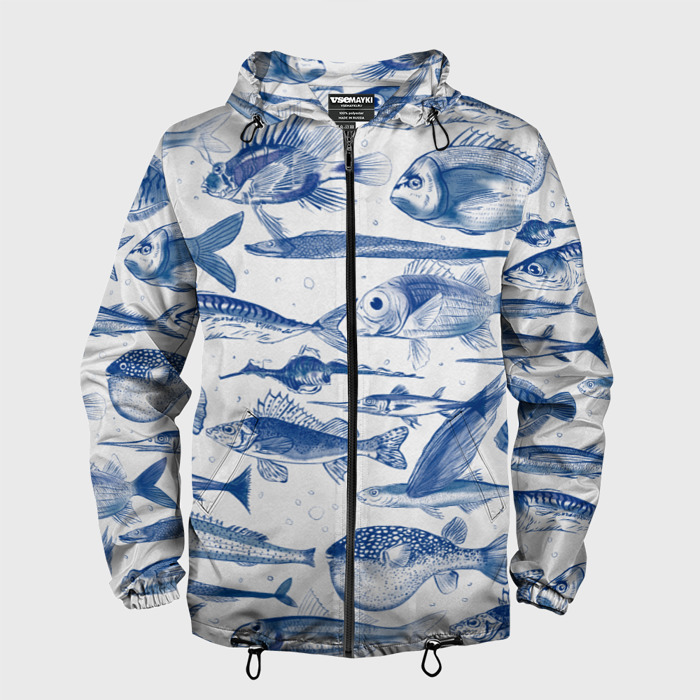 Мужская ветровка 3D Морские рыбы фото