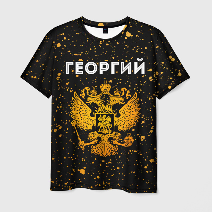 Мужская футболка 3D Георгий и зологой герб РФ фото