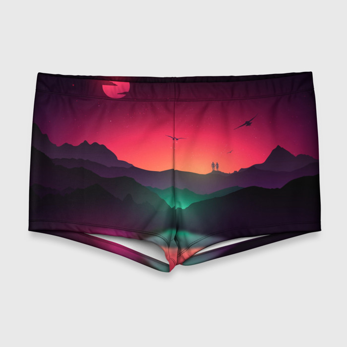 Мужские купальные плавки 3D Неоновая природа фото