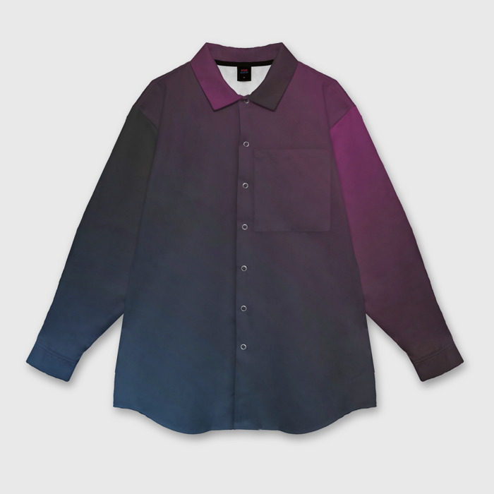 Мужская рубашка oversize 3D Синее фиолетовый градиент фото