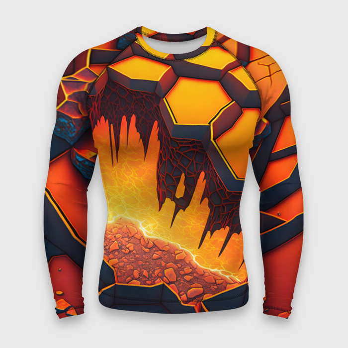 Мужской рашгард 3D Красная лава фото