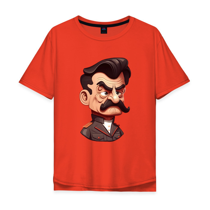 Мужская футболка хлопок Oversize Сталин мультяшный фото