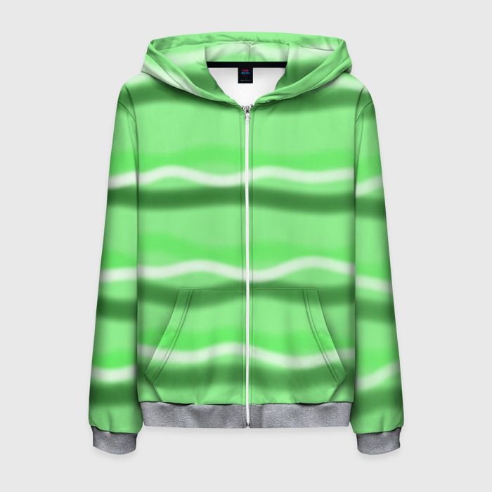 Мужская толстовка 3D на молнии Зеленые волны фото