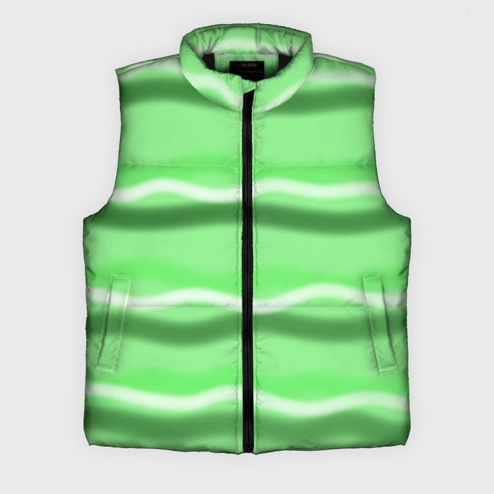 Мужской жилет утепленный 3D Зеленые волны фото