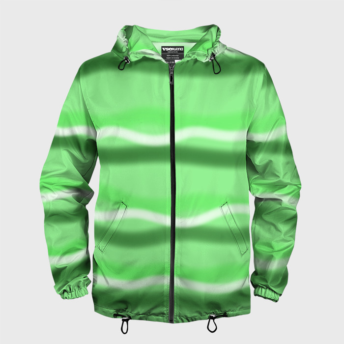 Мужская ветровка 3D Зеленые волны фото