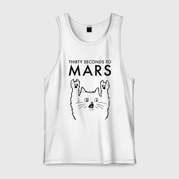 Мужская майка хлопок Thirty Seconds to Mars   rock cat фото