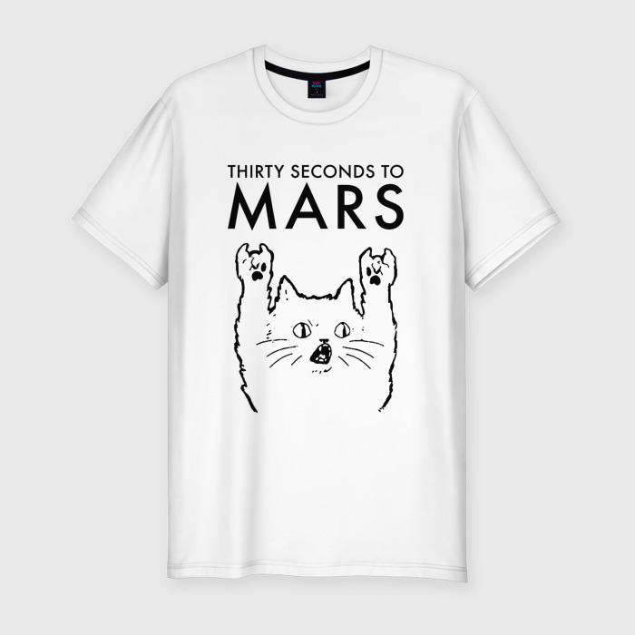 Мужская футболка хлопок Slim Thirty Seconds to Mars   rock cat фото