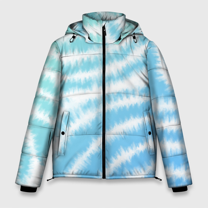 Мужская зимняя куртка 3D Тай дай голубой с зеленым фото