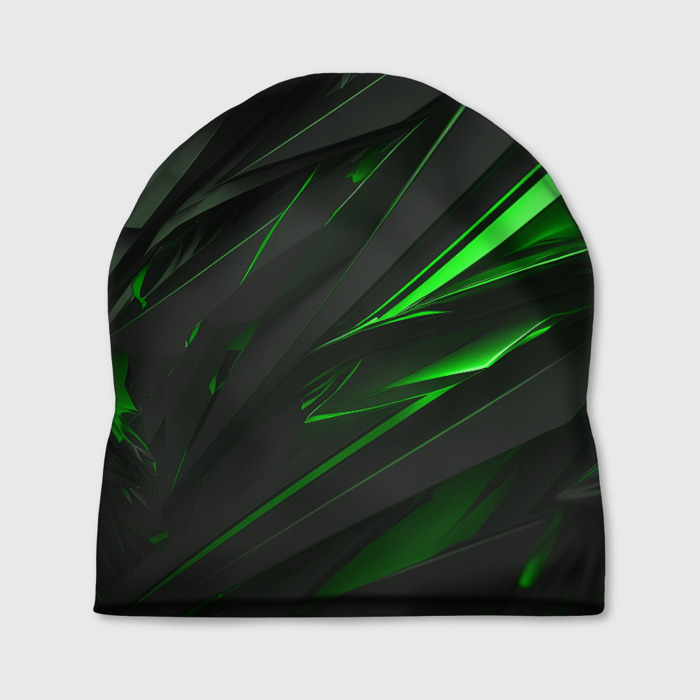 Шапка 3D черные объекты в зеленым свечением фото