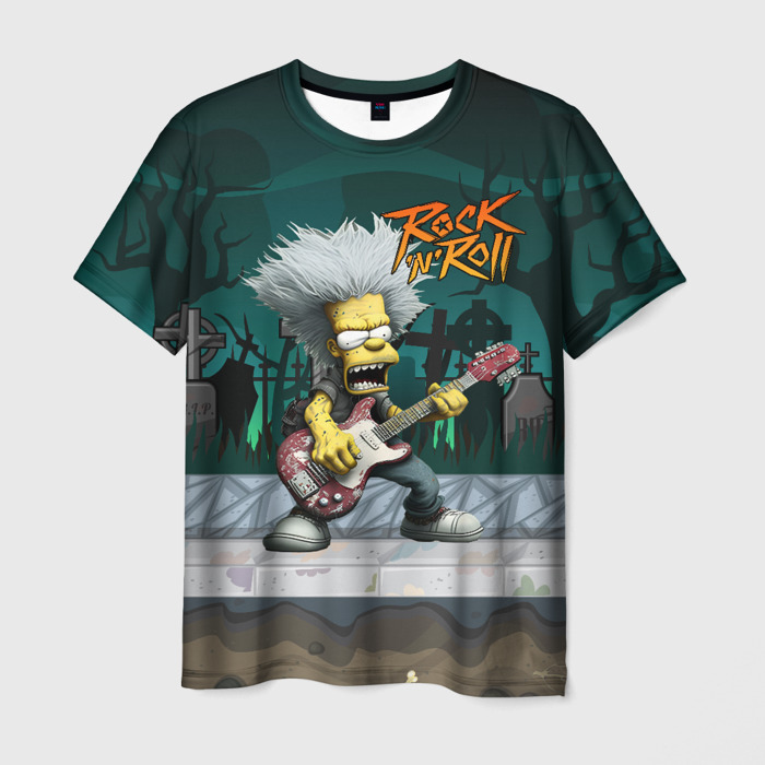 Мужская футболка 3D Рок в стиле Симпсонов фото