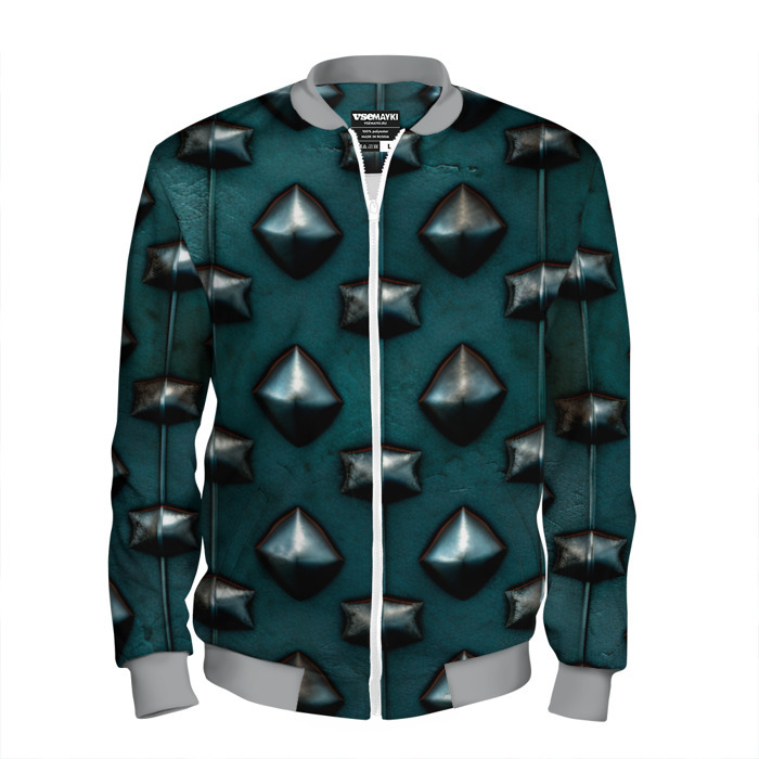 Мужской бомбер 3D Зелёная шипованная броня фото