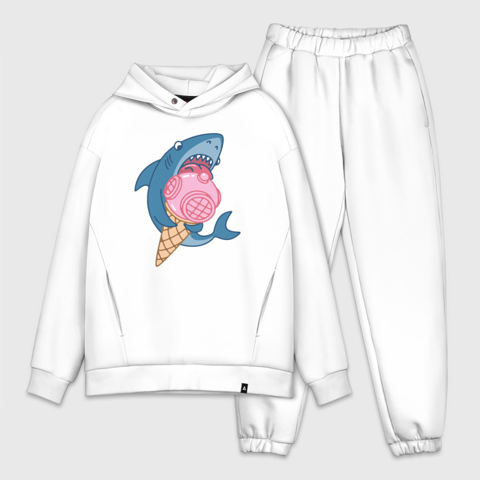 Мужской костюм oversize хлопок Акула с мороженым фото