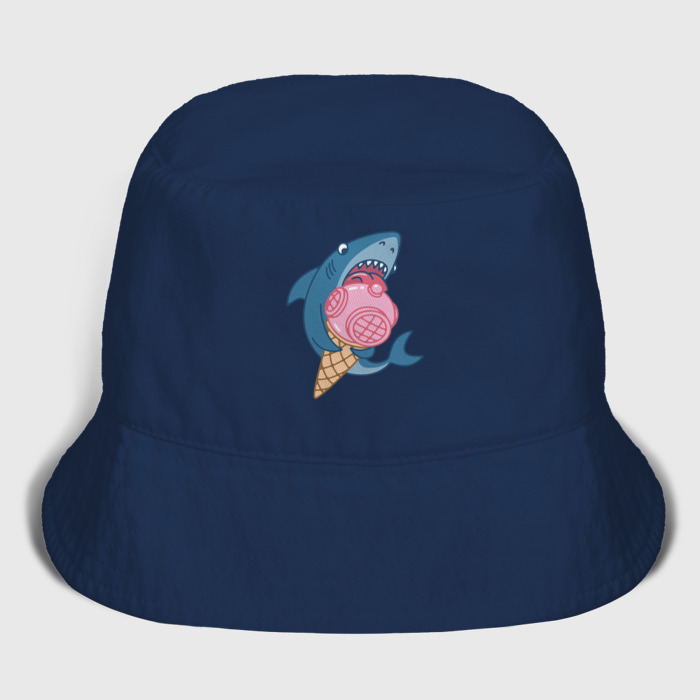 Мужская панама хлопок Акула с мороженым фото