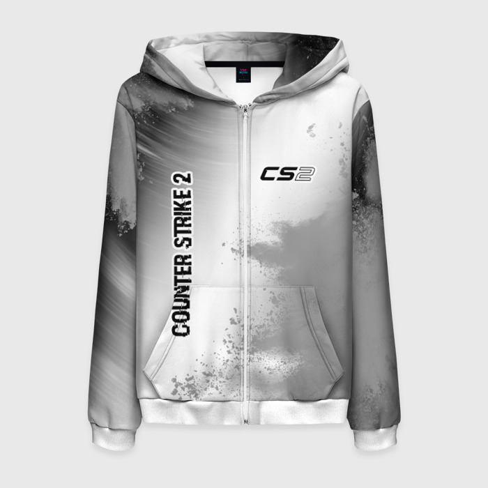 Мужская толстовка 3D на молнии Counter Strike 2 glitch на светлом фоне: надпись, символ фото