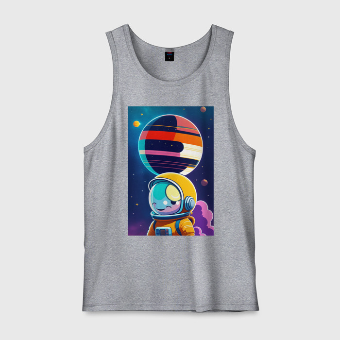 Мужская майка хлопок Улыбчивый астронавт в космосе фото