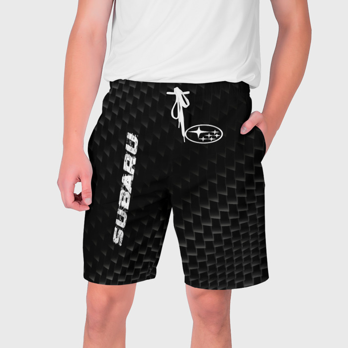 Мужские шорты 3D Subaru карбоновый фон фото