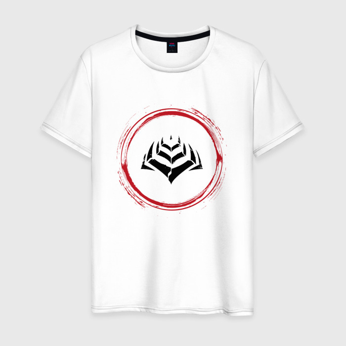 Мужская футболка хлопок Символ Warframe и красная краска вокруг фото