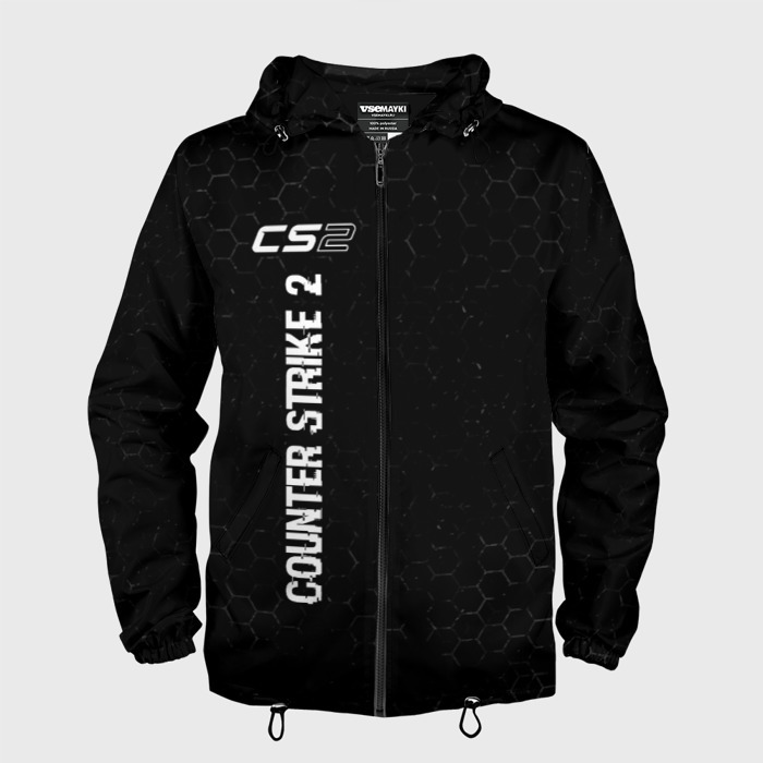 Мужская ветровка 3D Counter Strike 2 glitch на темном фоне: по вертикали фото