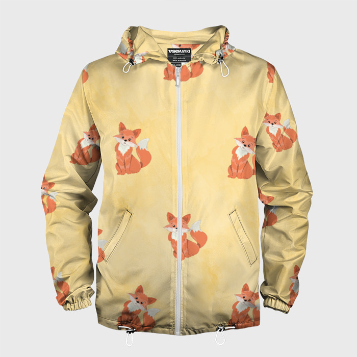 Мужская ветровка 3D Наблюдательные лисята фото