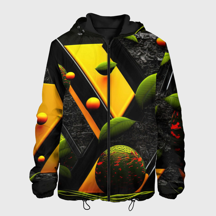 Мужская куртка 3D Объемные зеленые листья фото