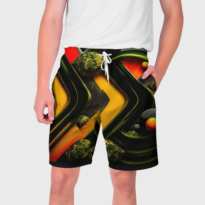 Мужские шорты 3D Зеленая   абстракция фото