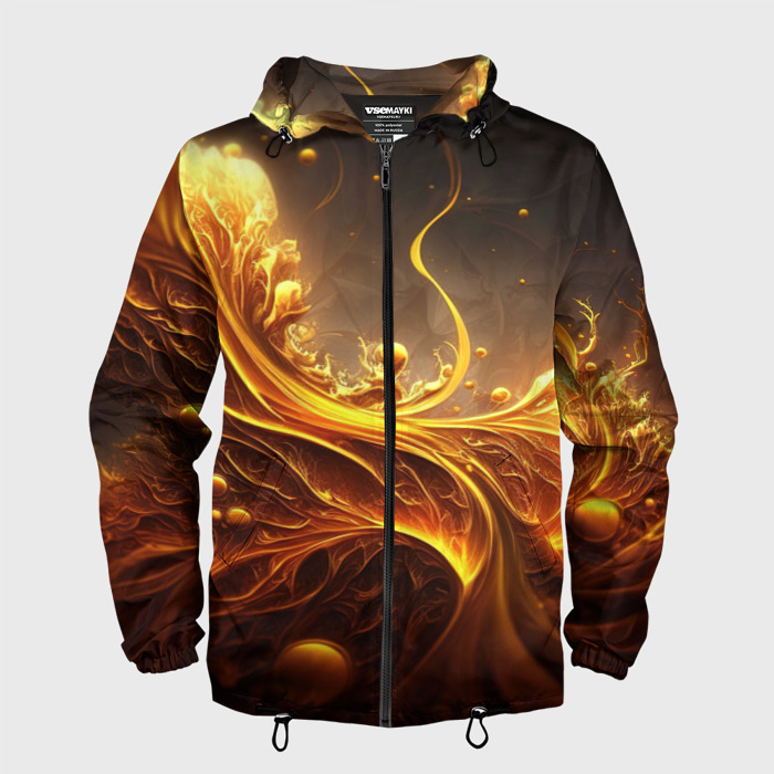 Мужская ветровка 3D желтые абстрактные узоры фото