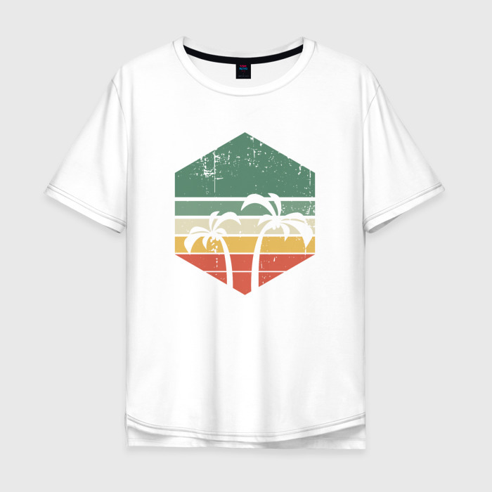 Мужская футболка хлопок Oversize Пальмы в закате фото