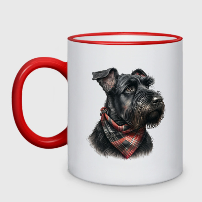 Кружка двухцветная Шнауцер черный в бандане фото