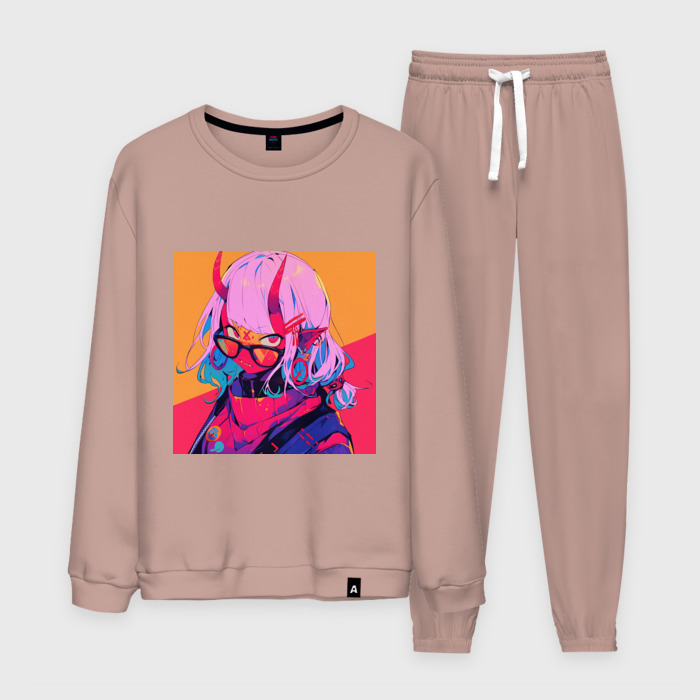 Мужской костюм хлопок Девушка демон в очках фото