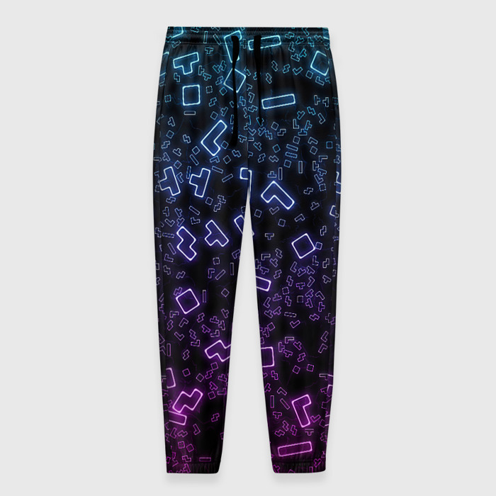 Мужские брюки 3D Неоновый узор тетрис фото