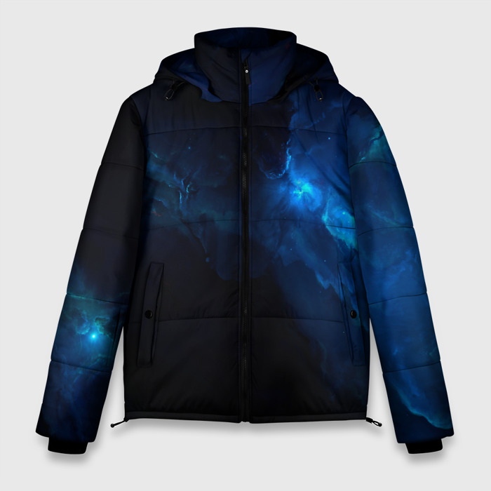 Мужская зимняя куртка 3D Чёрный и синий космос фото